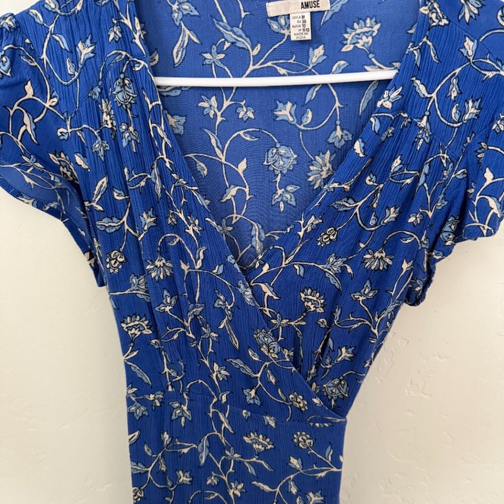 Revolve Amuse Society Summer Safari blue coast floral maxi wrap cottage core Med - Picture 4 of 9